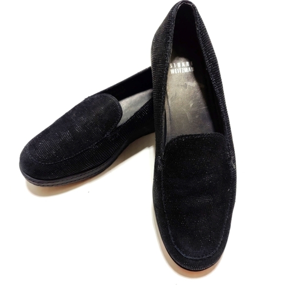 Stuart Weitzman Shoes Casual Slip On  Black Women's Wedge Loafer Size 7.5 - Picture 7 of 10